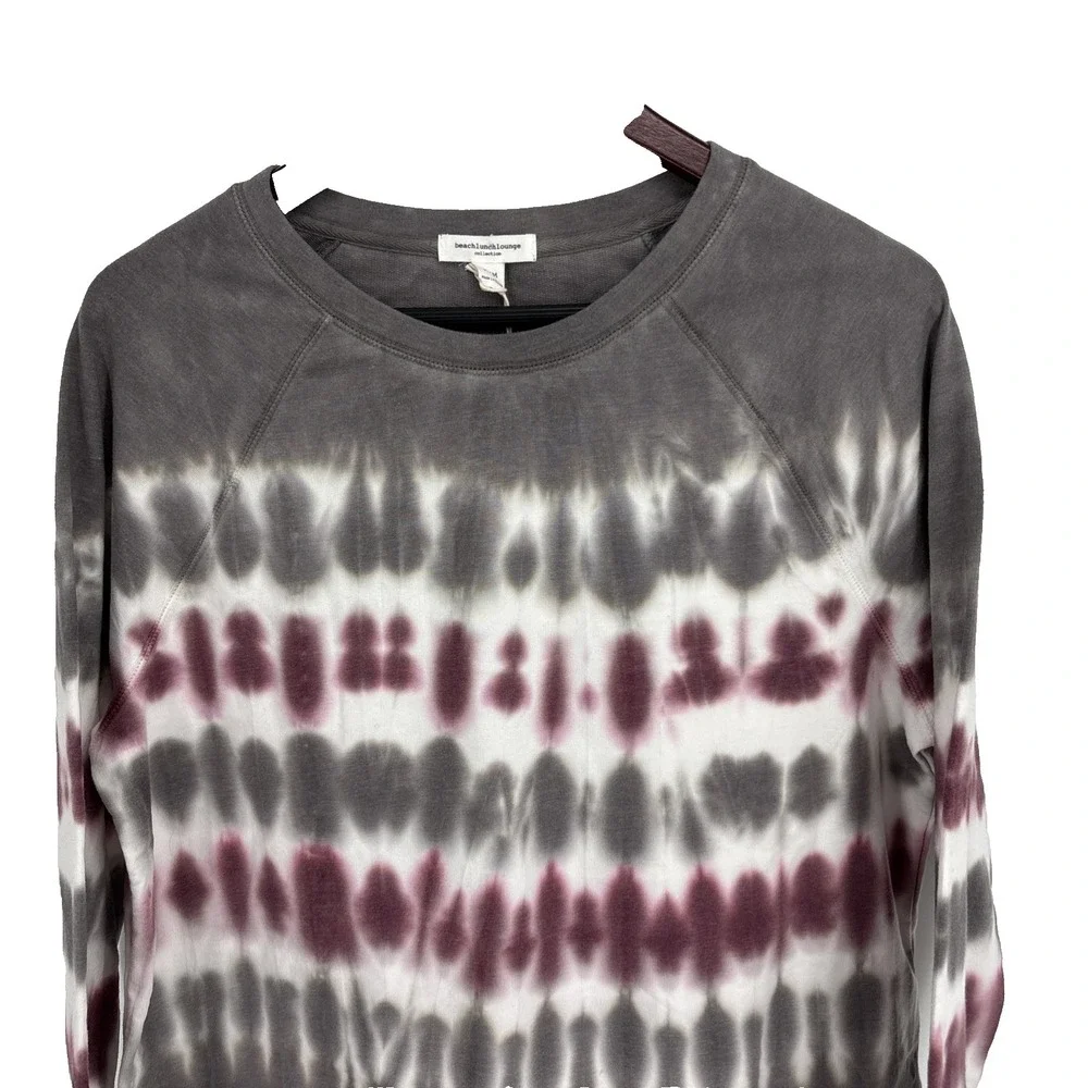 Beach Lunch Lounge Tie Dye Oversized Lightweight Sweatshirt Gray Size Medium NWT - Picture 3 of 7
